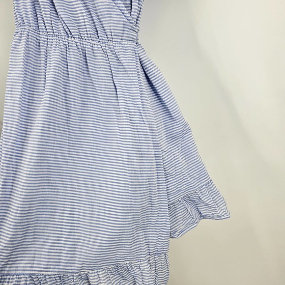 Loup Charmant Dress Blue White Parrot Striped Cotton-Voile Mini Wrap Size XS - Picture 5 of 7
